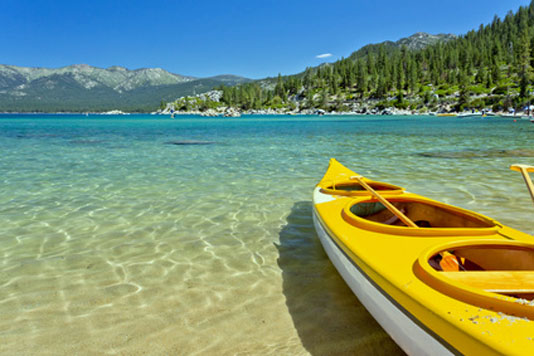 photo of kayak  on shore of a lake near Donner Summit, CA